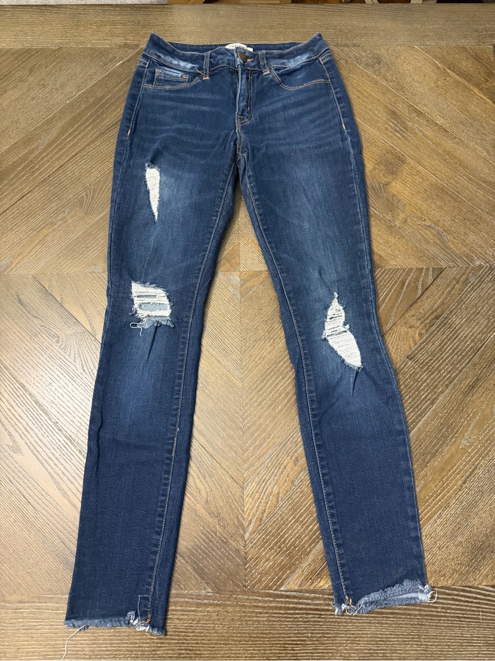refuge Indigo Distressed Skinny Jeans